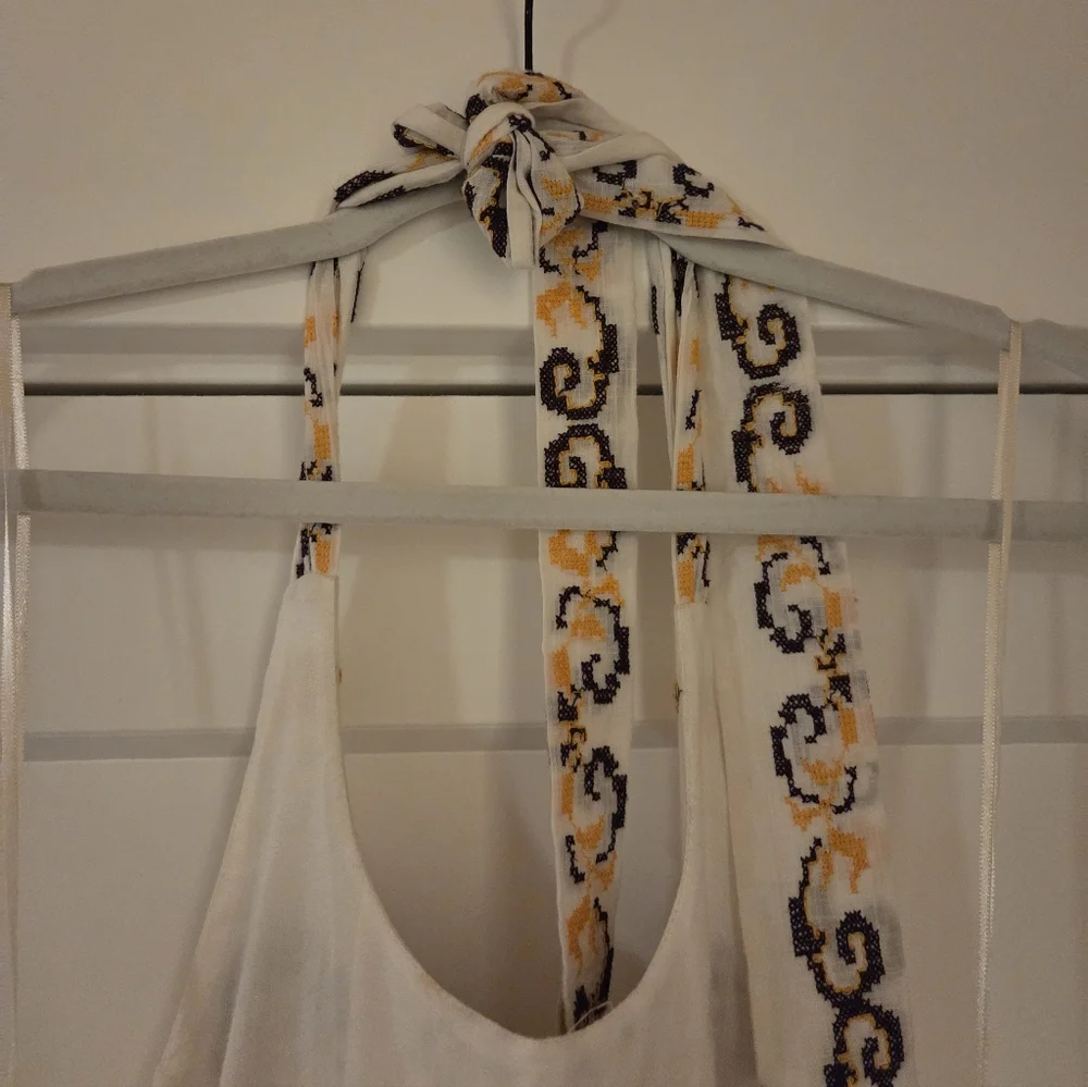 NWT Anthropologie Embroidered Halter Maxi Dress Size 12 In Ivory - Picture 11 of 14